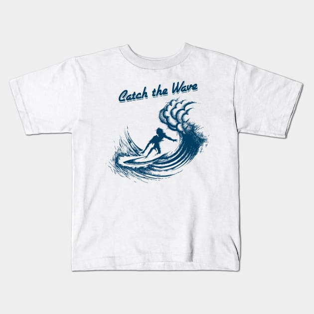 Surfer riding big wave Kids T-Shirt by devaleta